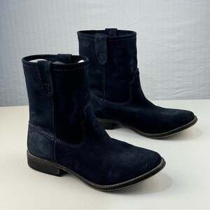 ZIGI Girl Canon Black Suede Boots Women’s Size 7 Rugged Slouch Biker Ankle Boot